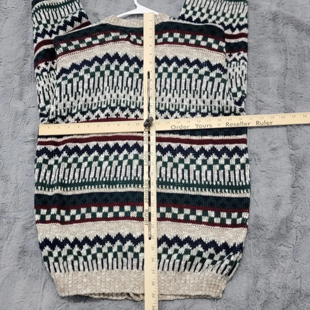 Vintage New Era Cardigan Sweater Mens XL (Fits L) Fair Isle Acrylic Knit Grandpa